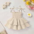 thumbnail image 6 of Younger Tree Baby Romper Dress Infant Summer Sleeveless Bodysuit Jumpsuit Outfits with Headband for 6-12 Months, 6 of 8