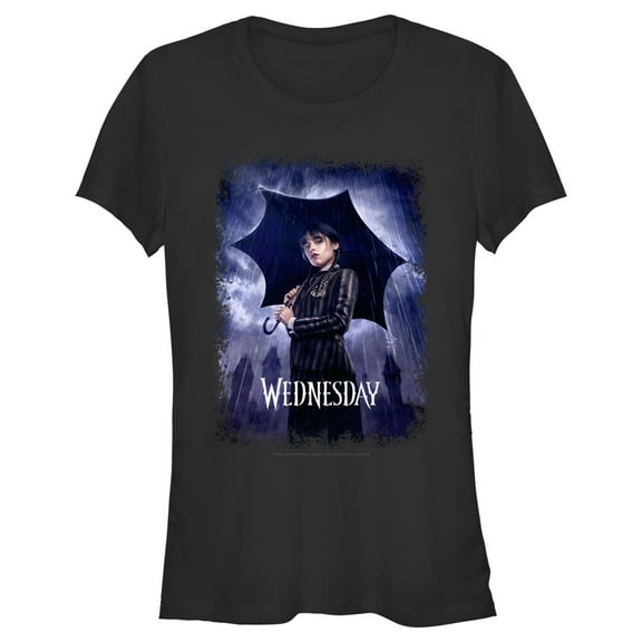 Junior's Wednesday Character Poster  Graphic Tee Black Large