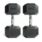 CAP Barbell, 50lb Coated Rubber Hex Dumbbell, Pair (Ships in 2 Boxes)