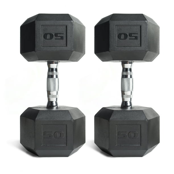 CAP Barbell Coated Hex Dumbbells, Set of 2, 50lbs (ships in 2 boxes