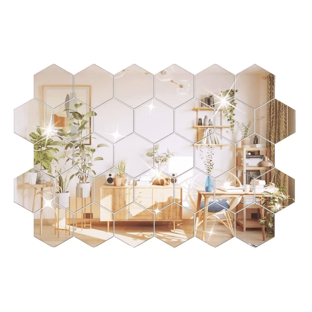Pegatinas De Espejo Acrílicas para Pared 36 Pzs, Plateado