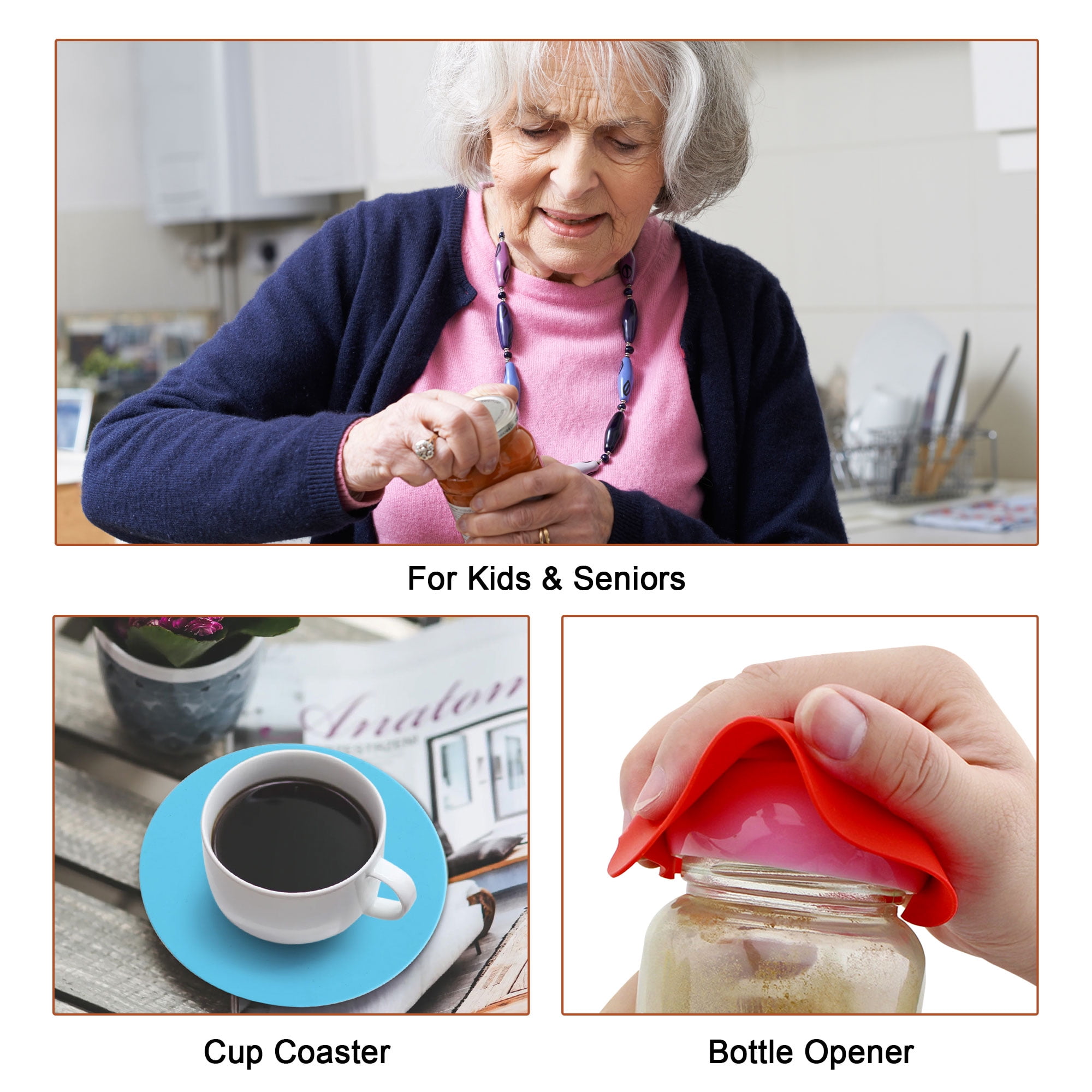 Unique Bargains Jar Opener Pad Multi-Purpose Silicone Coasters Purple