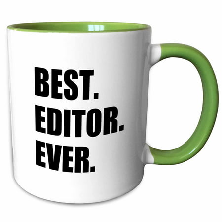 3dRose Best Editor Ever - fun job pride gift for worlds greatest editing work - Two Tone Green Mug, (Best Light For Editing Photos)