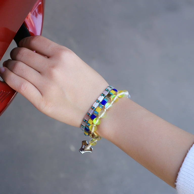 Tila Bead Bracelet Adjustable Colorful Glass Miyuki TILA -    Friendship bracelets with beads, Beaded bracelets, Rainbow beads