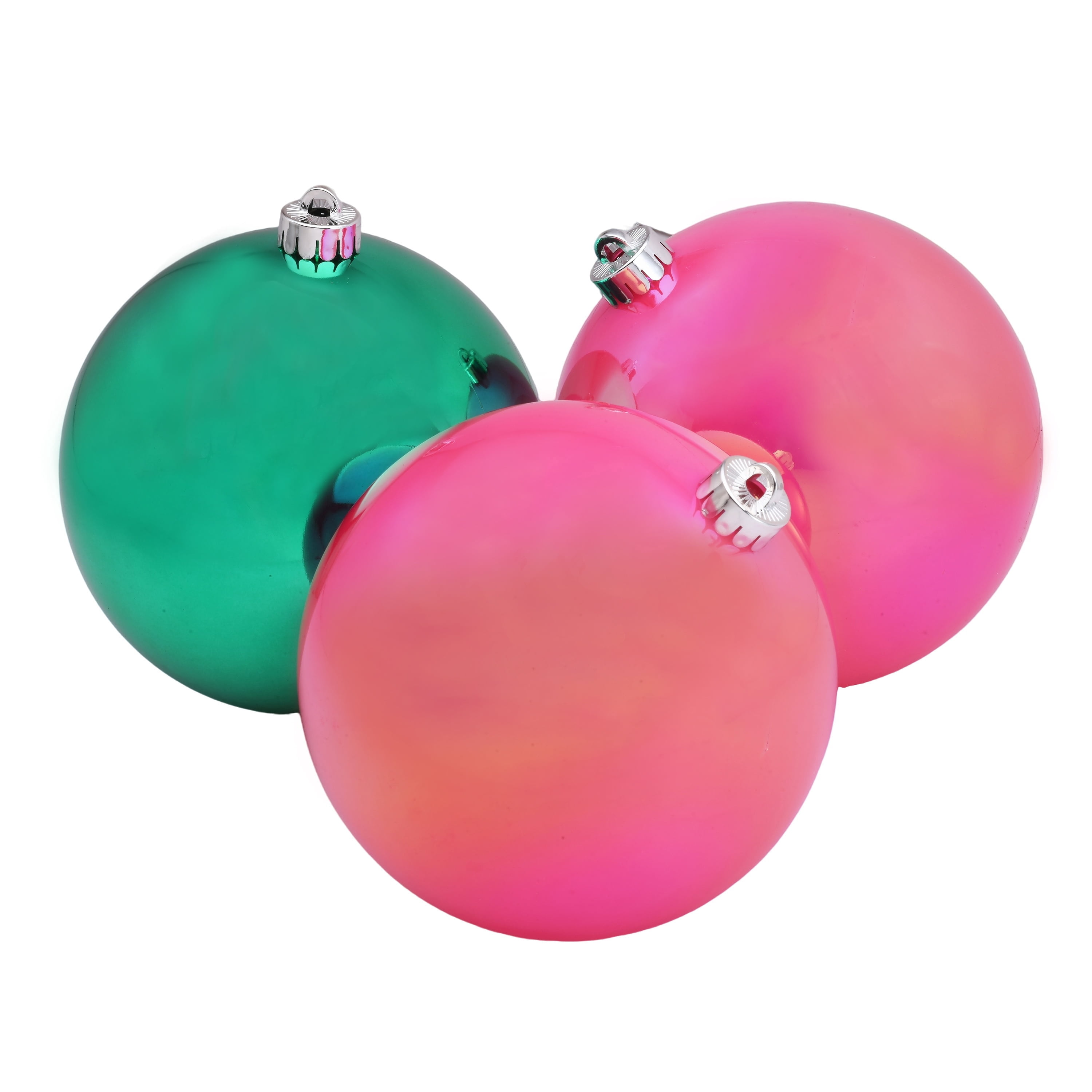 4-Count Pink and Green Iridescent Shatterproof Christmas Ornaments, 6.5", by Holiday Time