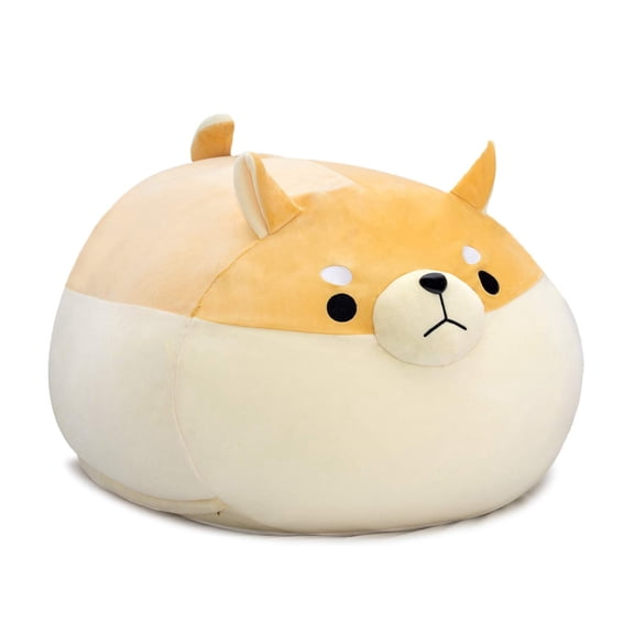 Kids Stuffed Animal Storage Bean Bag Cover, Shiba Inu Dog Plush Chair Organizer, Large Capacity Toy Holder, Playroom Decor Gift, Yellow