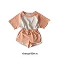 thumbnail image 4 of Sonducket Niños estilo casual camiseta pantalones cortos conjunto verano senderismo niños niñas manga corta algodón Tops piernas anchas conjuntos de ropa Naranja 100cm, 4 of 6
