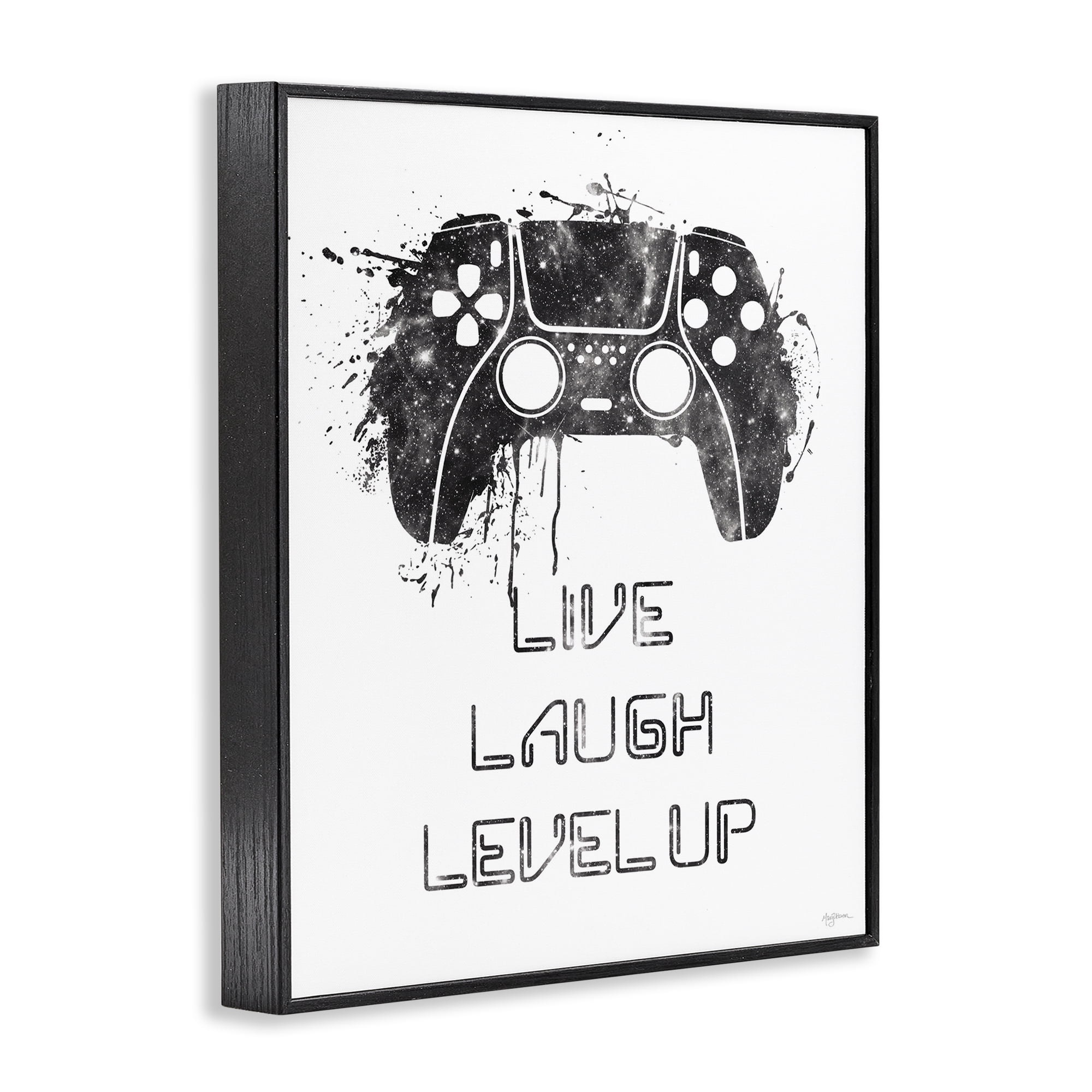 Stupell Industries Live Laugh Level Up Typography Painting Black Framed Art Print Wall Art, 11 x 14