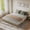 Natural wood color: California King, variant on King Wood Platform Bed Frame, Low Profile Bed with Wavy Wood Design, Minimalist Bed Base Without Headboard, Noise-Free Support, No Box Spring Needed
