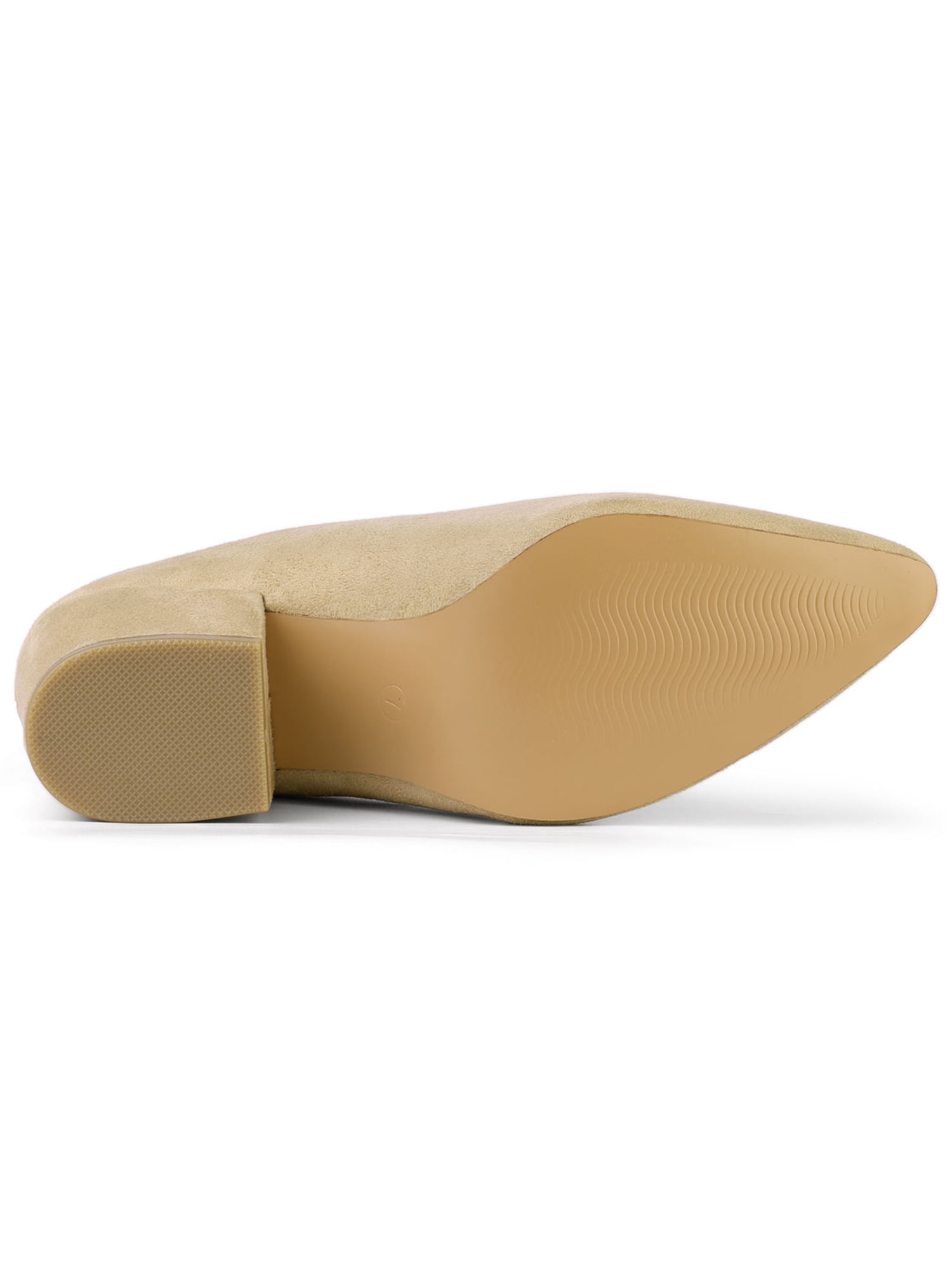 DARING DIVA Women's Pointed Toe Slip On Block Heel Slide Mules Beige 8