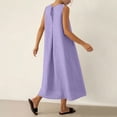 thumbnail image 4 of Vestido Corto para Mujeres Moda de Verano Sólido Cuello en V sin Mangas Bolsillo Plisado Vestido Casual Diario, 4 of 6
