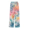 thumbnail image 6 of WTOBBY Women's Floral Print Wide Leg Pants with Pockets, High Waist Drawstring Loose Casual Trousers for Spring and Summer Season,Pink S, 6 of 6