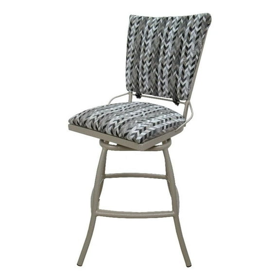 Outdoor Patio Armless 30" Bar Stool Jenna - Gray Beige Fabric - Back Pad