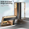 thumbnail image 7 of Dteck for Samsung Galaxy Z Fold 6 2024 Case with Built in Screen Protector, Aluminum Alloy Kickstand Case with Pen, Removable Hinge Protection Holder Full Body Protective Cover,Black + Dark Gold, 7 of 7