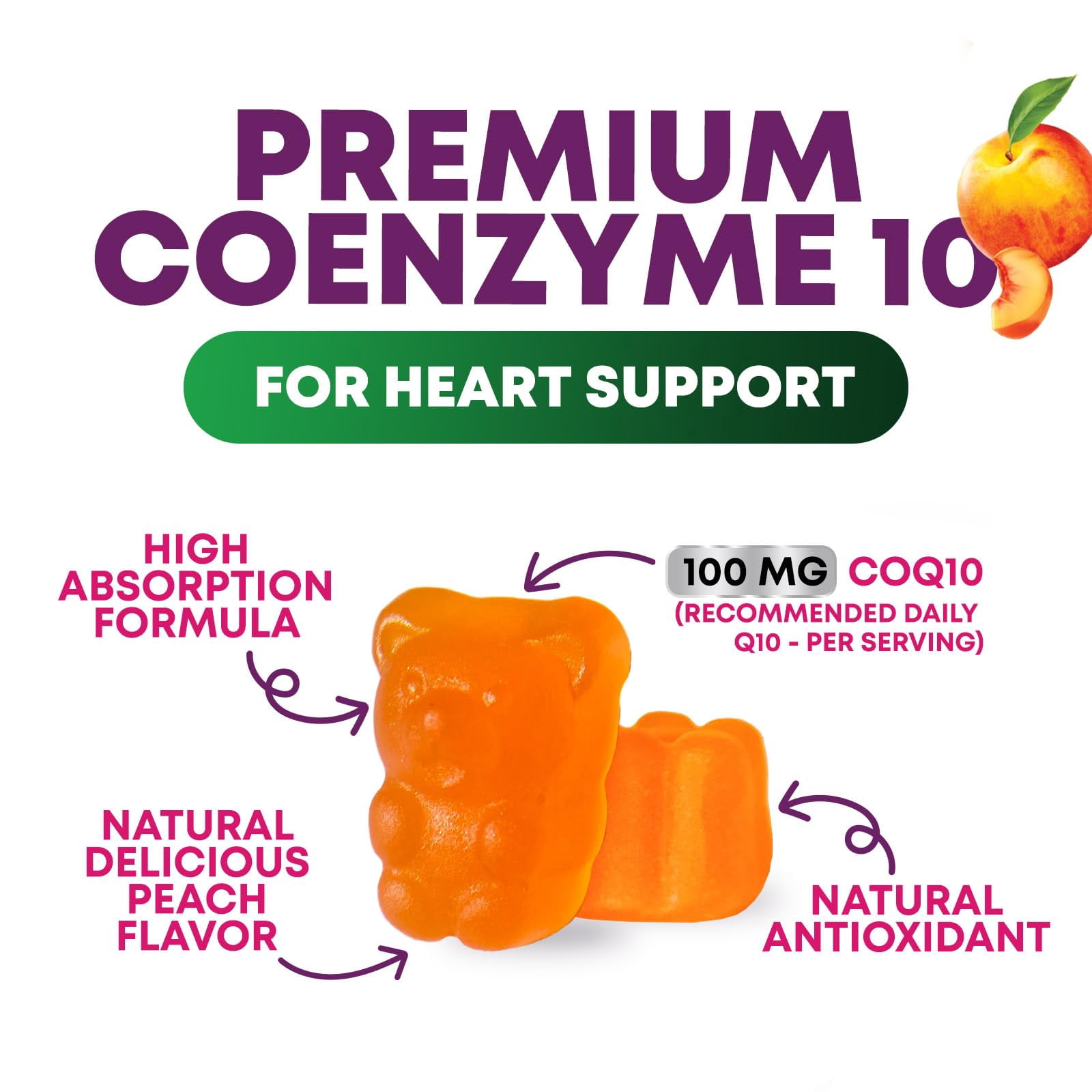 CoQ10 Gummies for Adults 100mg - 3X Strength, High Absorption, Antioxidant Supplement for Heart Health Support & Energy Production, Ultra Coenzyme Q10 Vitamins, Coq 10 Supplements - 120 CoQ10 Gummies