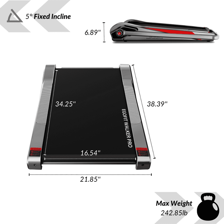 Egofit Walker Pro Smallest Under Desk Electric Walking Treadmill for Home 2.0HP 5 Incline