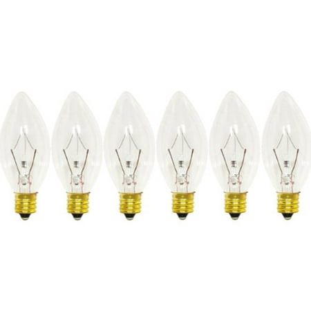 - (6 Pack) 40 Watt Clear Candelabra Base (E12) Torpedo Tip 130V Petite Chand