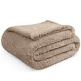 thumbnail image 3 of PAVILIA Sherpa Throw Blanket For Couch Sofa, Taupe Tan Fluffy Warm Plush Blanket for Bed, Cozy Super Soft Lightweight Throw, Fuzzy Decorative Blanket, All Season Home, 50x60, 3 of 9