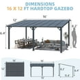 thumbnail image 4 of AECOJOY 12' x 16' Hardtop Gazebo Outdoor Aluminum Pergola ​For Garden, Patio, Backyard-​Black, 4 of 9