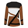 thumbnail image 5 of Womens Tops Women's Striped Printed V Neck Seven Quarter Sleeve T Shirt Top, 5 of 5