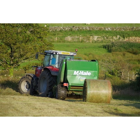 Canvas Print Hay Tractor Bale Grass Agriculture Baling Baler Stretched Canvas 10 x