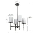 thumbnail image 6 of Better Homes & Gardens Meadowood 4-Light Chandelier, Matte Black Finish, White Fabric Shades, LED Bulbs Included, 6 of 10