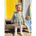 thumbnail image 5 of Cjfdfy Newborn Baby Girls Fall Romper Clothes Solid Ruffled Long Sleeve Bubble Dress Bodysuit And Bow Headband Infant Cute Jumpsuit Fall Winter Outfit 0-18 Months, 5 of 9