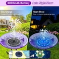 thumbnail image 5 of Fuebueo 3.5W Solar Fountain for Bird Bath with 3D Color Changing LED Light & 2000mAh Battery, Anti-Drift Fixer & 8 Nozzles, Solar Powered Water Fountain Kit for Garden, Patio, Pond, Gift, 5 of 7