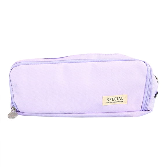 Pencil Case 3 Compartment Pouch, Large Pencil Case for School, Girls, Teen Boys, Women, Cute Pencil Bag for Office, College (Purple)