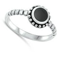 thumbnail image 4 of CHOOSE YOUR COLOR Bali Boho Simulated Black Onyx Ring .925 Sterling Silver Band CZ Female Size 8, 4 of 4