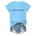 thumbnail image 4 of Wangmeiwg Women s Casual Solid Print Round Neck Short Sleeve Shirt Top Womens T-Shirts Sky Blue L, 4 of 4
