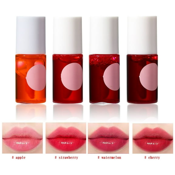 HYLLai 4-Pack Tinted Lip Oil Set, Ice Cream Shades, Moisturizing Glossy