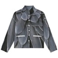 thumbnail image 4 of Jackets for Women Winter Coat Jackets Flannel Stand Collar Jacket(Gray Bird Feathers Closeup Texture,Size:S-4XL), 4 of 7