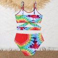 thumbnail image 4 of mgoYE Swimsuit for Girls 8-10 Girls Swimsuits Heart Print Tie Dye Two Piece Bathing Suit Adjustable Straps Bikini Sets(Red,12-13 Years), 4 of 4