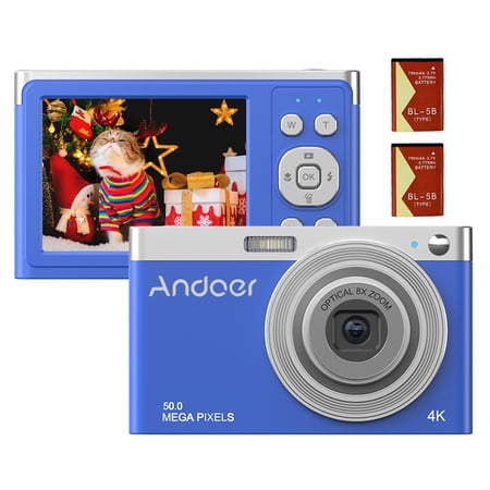 Andoer Portable 4K Digital Video Camcorder 50MP 2.88 Inch IPS Screen Auto Focus 16X Zoom(8X Optical & 8X Digital) -shake Face Detect Built-in Flash with 2pcs Batteries Christmas Gift for T