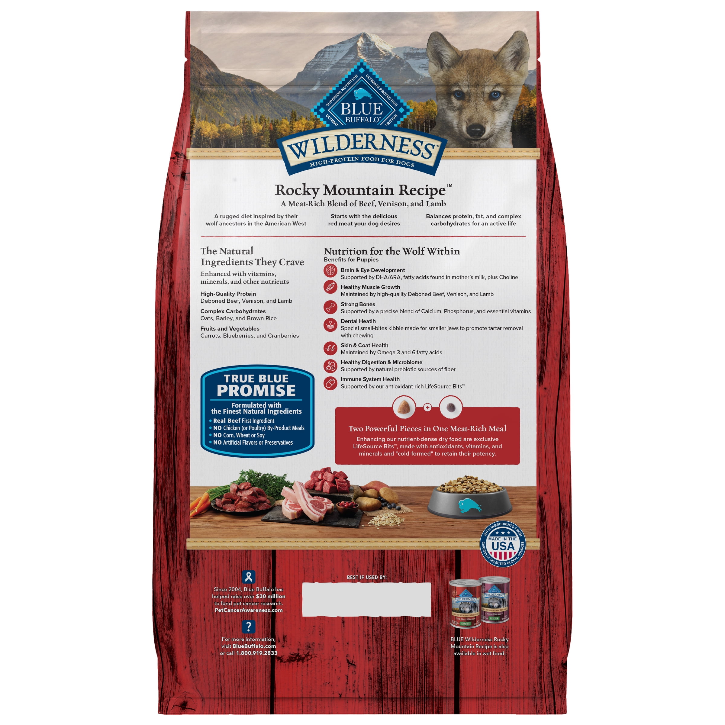 Blue Buffalo Wilderness Rocky Mountain Recipe Dry Puppy Food, Red Meat & Grains, 28-lb