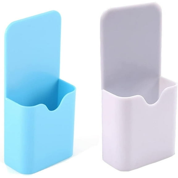 Magnetic Marker Holder Magnetic Pen Holder Storage Box Whiteboard Pen Holder White,Organizer,Storage Boxfor Office,Home,Whiteboards,Refrigerators,Lockers and Tin Cabinets 3 Pack (White & Blue)