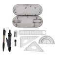 thumbnail image 1 of 8pcs Portable School Geometry Drafting Stationery Set Protractor Compass Ruler Pencil with Box, 1 of 9