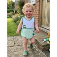 thumbnail image 6 of Cenuakty Infant Baby Girl Boy Romper Sleeveless Crew Neck Golf Themed Embroidery Striped Print Jumpsuit, 6 of 8