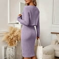 thumbnail image 7 of Warop Womens Cardigan and Dress Set, Button Long Sleeve Open Front Top with Crew Neck Slim Fitted Midi Dress, Casual Daily Wear Outfit, 7 of 7