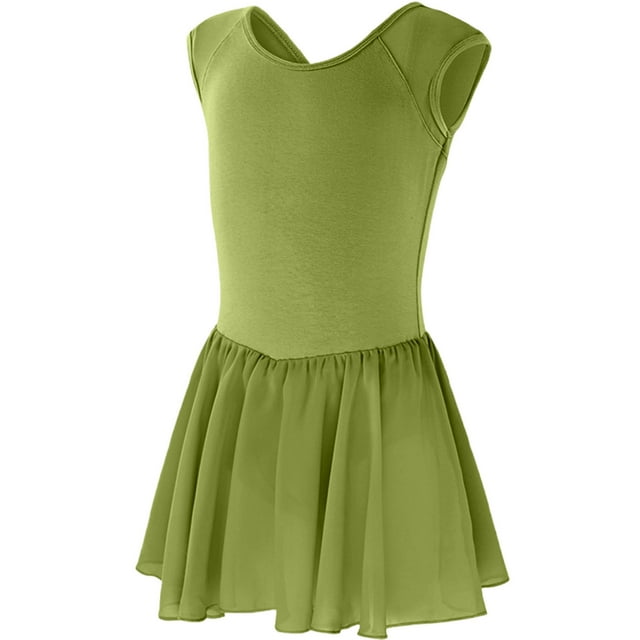 Bwiyojiz Tailles Mode 110-170 Robe Sans Manches à Col Rond Coton 4-14 Ans Danse pour Filles Chiffon Pratique Col Rond, 130, Cadeaux pour la Famille, Vert