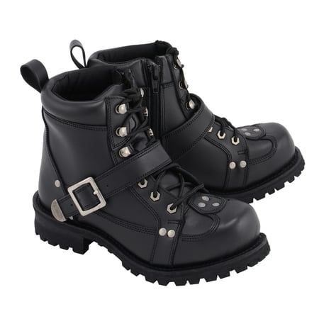 M Boss Motorcycle Apparel BOS49003 Mens 7 inch Road Captain Leather Motorcycle Boots