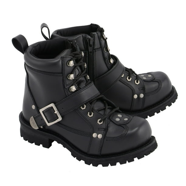 M Boss Apparel BOS49003 Men's 7 inch 'Road Captain' Black Leather Motorcycle Boots Black