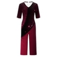 thumbnail image 5 of Baggy Jumpsuits For Women Summer Short Sleeve Overalls V Neck Loose Wide Leg Floral One Piece Rompers With Pockets Red S, 5 of 6