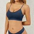 thumbnail image 3 of Dwellite Seamless Sports Bra for Women Wireless Padded Supportive Bras for Gym Yoga Fitness Dark Blue M, 3 of 5