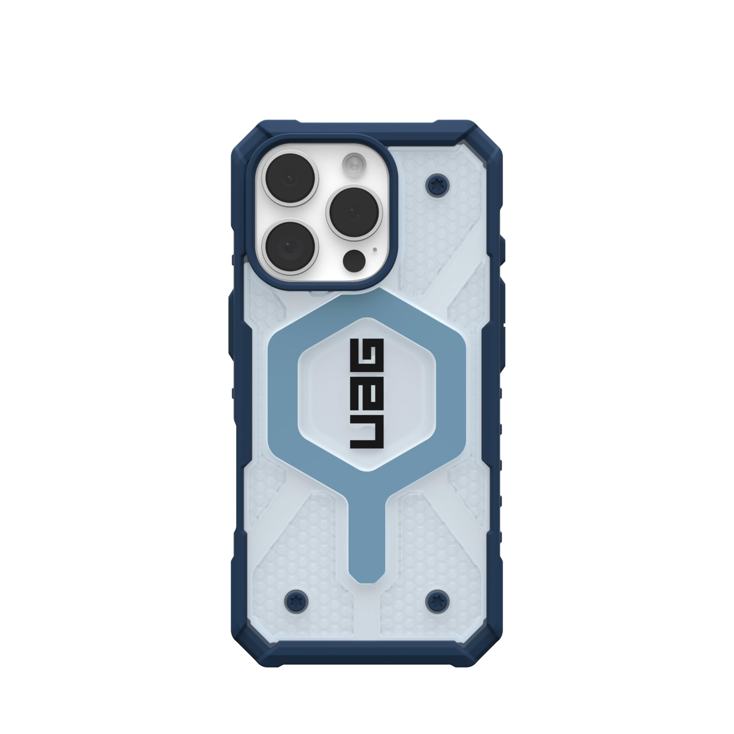 UAG iPhone 16 Pro Case 6.3" Pathfinder Clear Blues Compatible with MagSafe Charging Rugged Shockproof MIL-Grade Protective Cover + Lanyard Blues Bundle Set