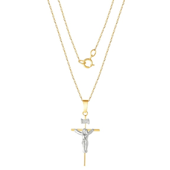 Brilliance Fine Jewelry Women's 10kt Gold Cross Pendant, 18"
