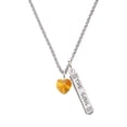 thumbnail image 1 of Delight Jewelry Yellow Crystal Heart Silvertone Hope Anchors the Soul Bar Charm Necklace, 23", 1 of 4
