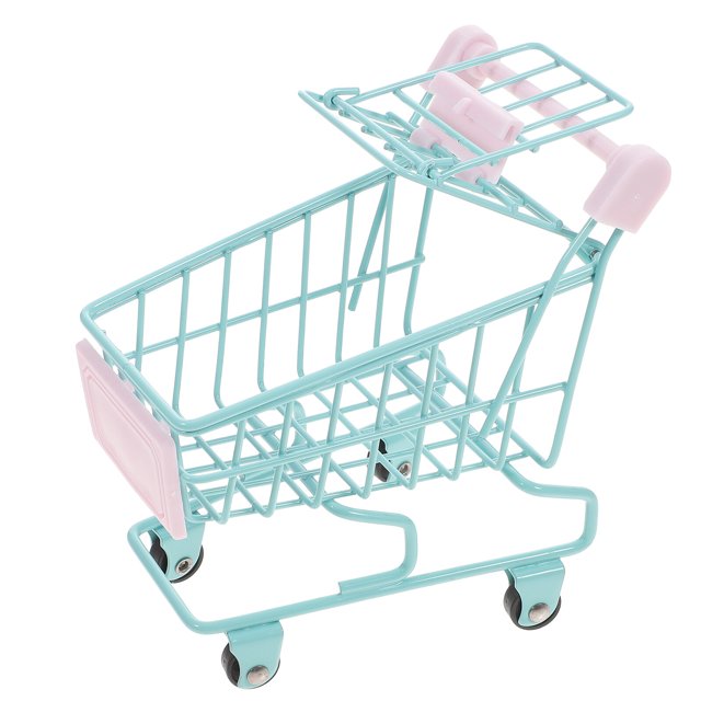 Miniature Shopping Cart Small Trolley Toy Desktop Storage Organizer Photo Prop
