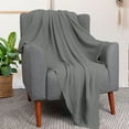 thumbnail image 2 of Cotton Throw Blanket Moss Stitch Solid Soft Sofa Couch Bed Decorative Knitted Blanket Grey 50" x 70", 2 of 6